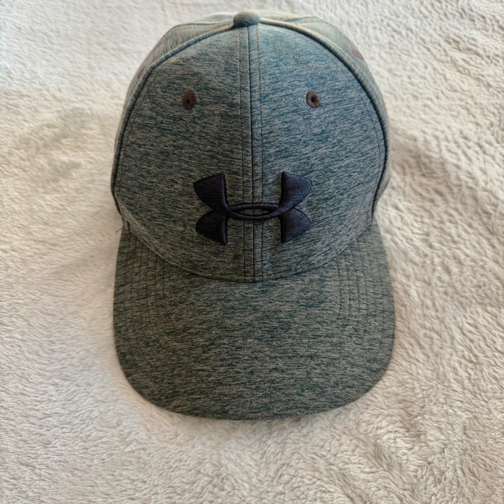 Under Armour Hat Mens M/L Gray Green Space Dye HeatGear Blitzing Curved Brim Cap